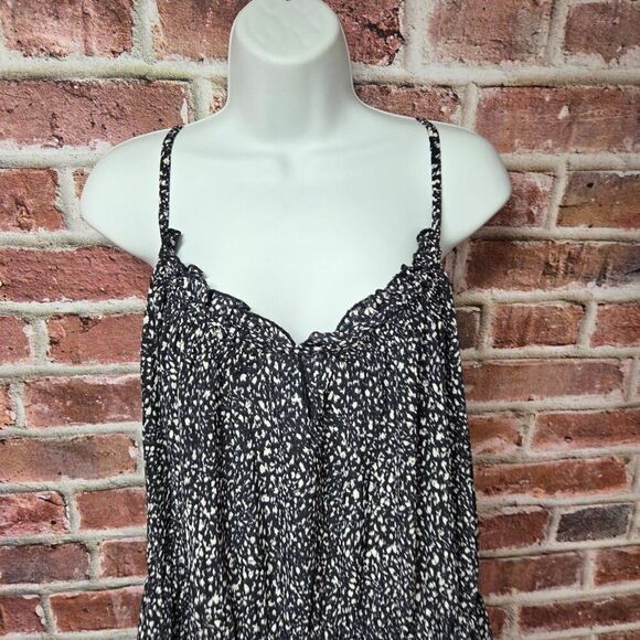 Universal Thread Smocked Midi Sundress XXL Black Cream Ruffle Neck Sleeveless - Picture 2 of 7
